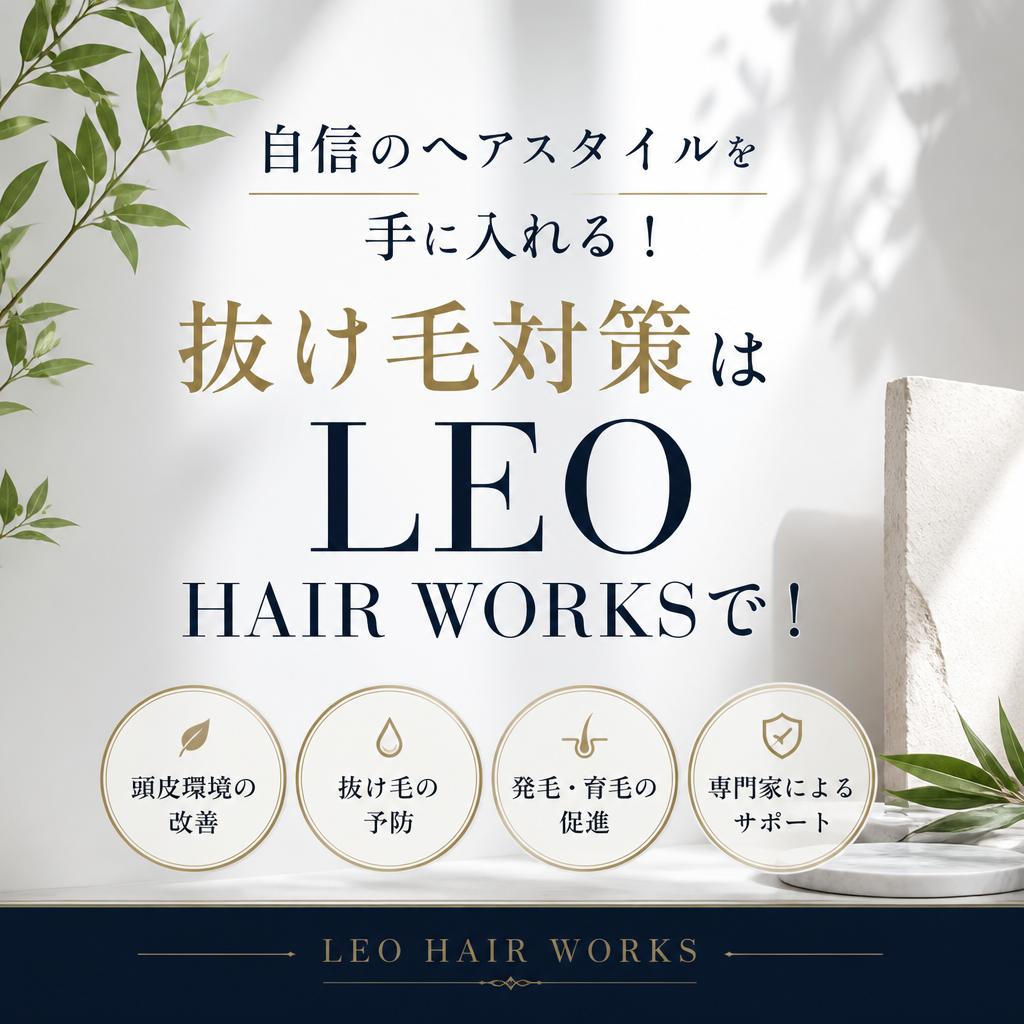 自信のヘアスタイルを手に入れる！抜け毛対策はLEO HAIR WORKSで！